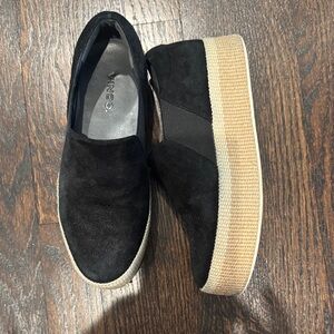 Vince Black Suede Slip-On Loafers